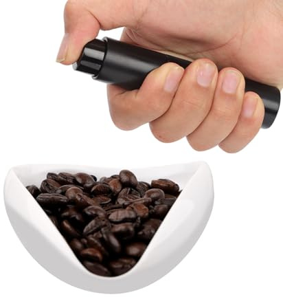 NQEUEPN 2pcs Coffee Dosing Cup with Spray Bottle, Ceramic Coffee Bean Dosing Tray & Spritzer for Tea Espresso Vessel Accessories Kit Gift for Coffee Lovers (Up to 35g Coffee Bean), 10135