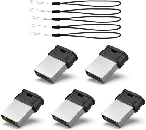 Vansuny 5Pack Mini USB Sticks 32GB USB Flash Drive Blink Memory Stick 32G Thumb Drive with Lanyard, Black