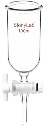 stonylab Embudo de Adición, Embudo Bureta de Vidrio de Borosilicato con llave de Paso de PTFE para Uso en Laboratorio y Hogar, 100 ml