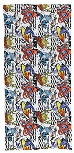Mikrofaser Strandtuch Cartoon Seefisch Hai Tier Badetuch Groß Weich Strandtücher Saugfähiges Duschtücher, Für Reise, Schwimmbad, Wandern, 80x130cm