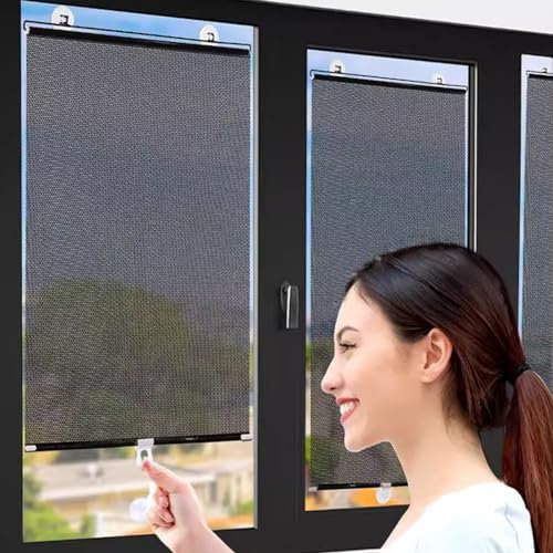 Saugnapf Rollos für Fenster Verdunkelung Rollläden für Innenbereich Zuhause Schlafzimmer Vorübergehend Fenster Abdeckung Schutz Rollo Gardine(W40X60CM)
