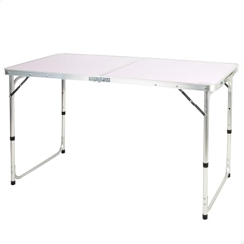 AKTIVE Table Pliante, 120X60X60, 70 cm, Hauteur Réglable, Plateaux Antidérapants, Supporte 30 kg, Verrouillage de Sécurité, Poignée de Transport, Camping, Plage, Tables de Jardin (63088)