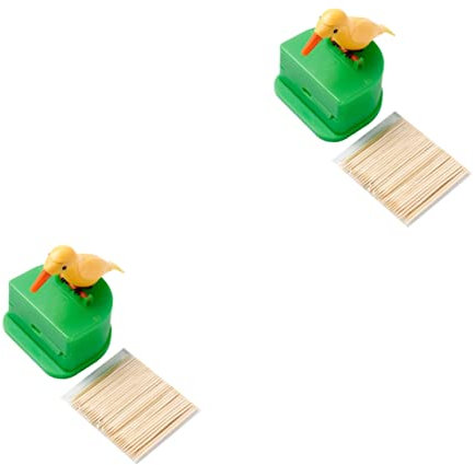 Cabilock 2St Vogel- -Box Wohnmöbeldekor Zahnstocherhalter Vogelspender Zahnstocherspender für zu Hause gelber Spender bürolocher kaffeebecher eincremehilfe -Etui Bambus