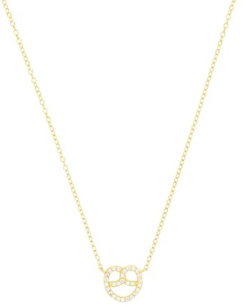 Amor Kette mit Anhänger 925 Sterling Silber Damen Halsschmuck, mit Zirkonia synth., 40+5 cm, Brezel, Kommt in Schmuck Geschenk Box, 2039235