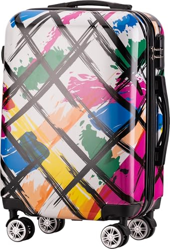 Xonic Design Reisekoffer - Hartschalen-Koffer mit 360° Leichtlauf-Rollen - hochwertiger Trolley mit Zahlenschloss Polycarbonat in M-L-XL oder Set (Color Art, L)