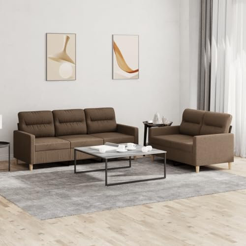 LAPOOH 2-TLG. Sofagarnitur mit Kissen Braun Stoff, Sofas & Couches, Sofa Wohnzimmer, Sofa Für Jugendzimmer, Relaxsofa, Sofa Für Schlafzimmer, Polstersofa - 3201603