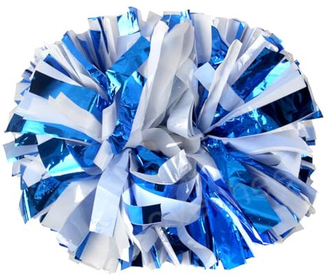 Lovecheer 2 blaue und weiße Pompons, Cheerleading mit Griff, für Teamgeist, Sportveranstaltungen, Basketball, Hockey, Fußball, Party, Anfeuern
