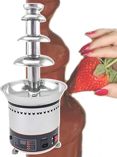 4-7 Tiers Electric Chocolate Fondue Fountain Machine, Stainless Steel Chocolate Melting Machine, Melts Cheese Fondue Fountain, Dip Strawberries,Apple Wedges,Vegetables,4tiers