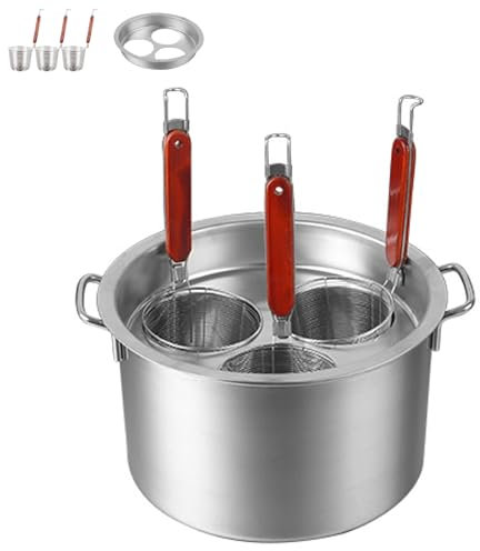 Set di inserti per cuocipasta in acciaio inox, pentola da cucina commerciale a 3/4/5 fori con divisore e cestello scolapasta, secchio per bollitura di pasta multifunzionale, pentola per brodo(3 holes)