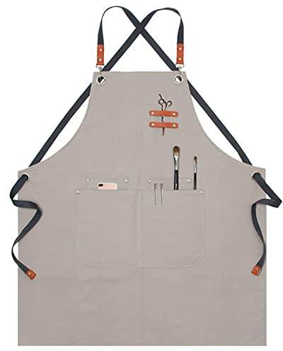 Herramientas del delantal de trabajo del delantal Delantales for hombres, Delantal de trabajo Delantal de lona Delantal de herramientas de taller con correas ajustables for peluquero, cocina, jardiner