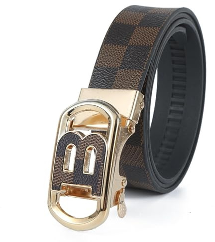 Faux Gürtel Herren Buchstabe B Automatik Schnalle Gürtel Plaid Gürtel