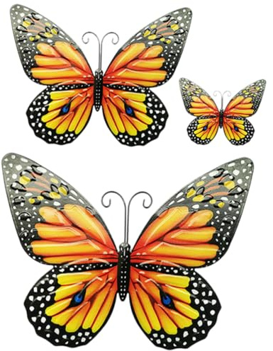 Toddmomy 3piezas Escultura De Mariposas Hierro Decoración De Jardín Decoración Colgante Para Pared