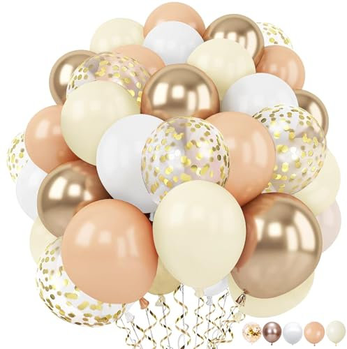 KOBOKO Luftballons Beige Gold, 30 Stück Weiß Luftballons Hochzeit, Metallic Champagner Gold Ballons Geburtstag, Nude Helium Ballons Hochzeit Deko Geburtstag, Ballon Beige Babyparty Baby Shower Deko