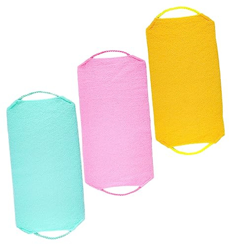 SAFIGLE 3 Stück Bade Peeling Handtücher aus 40% Polyester 40% Nylon 20% Faser Starker Rückenschrubber mit Praktischer Aufhängeschlaufe für Dusche und Bad