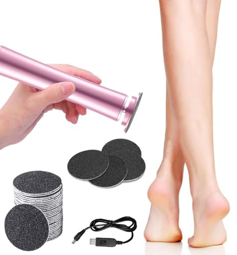 Râpe à Pieds Pédicure Electrique Anti-callosité Lime Pieds Electrique pour Corne avec 60 Tampons de Papier de Verre, Raboteuse Électrique pour Callosités des Pieds pour Femmes Hommes Pédicures