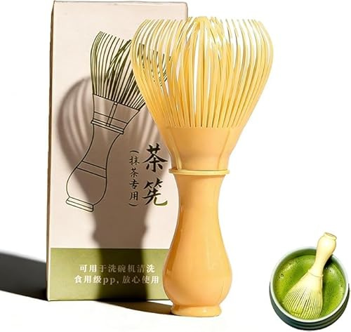 Matcha-Schneebesen aus Kunststoffe - Handgelockt zum Rühren von Grüntee-Pulver (Beige Weiße)