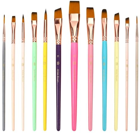 12-Piece Face Paint Brush Set, Fine Tip Detail Paintbrushes for Body Face Painting, Halloween Makeup, Cosplay, Professional Kit for Acrylic, Oil, Watercolour Painting