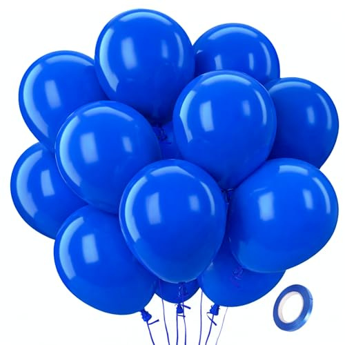QIFU Kungsblå ballonger 100-pack - 30 cm (12 tum) starka förtjockade kungsblå födelsedagsballonger runda heliumballonger för födelsedagsfestdekorationer, förlovning, årsdag, examen, baby shower