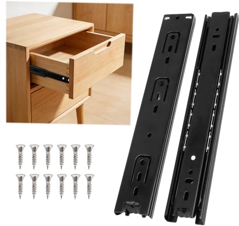 Vlecexs 2 Pezzi Guide per Cassetti Estrazione Totale 250mm, Guide Cassetti Scorrevoli, Guide a Sfere per Cassetti con Cuscinetti, Guide Telescopiche, Binari per Armadi e Mobili e Ufficio, Portata 45kg