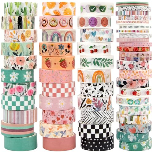 Ieebee 55 Rollen Washi Tape Set - Dekoratives Masking Tape Farbige Klebebandmuster, Klebebänder für Journaling Supplies, Diy Crafts, Scrapbooking, Junk Journal Supplies