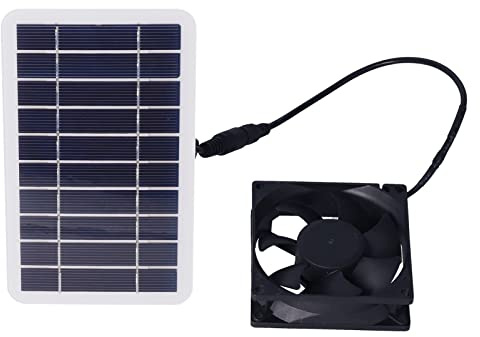 Garosa Solar-Abluftventilator-Set für Haustiere, 2,5 W, Tragbarer Dual-USB-Solarpanel-Ventilator für Hundehütte, Hühnerstall, Gewächshaus, Wohnmobil, Camping mit 5 V, 400 MA Ausgang