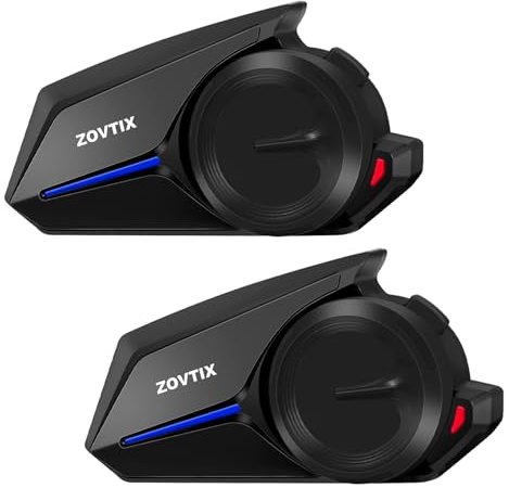 ZOVTIX Motorcycle Helmet Headset 3 Riders Motorbike Communication System S2 Intercom with Music Sharing/HiFi Sound/3 EQ Music Modes/DSP&CVC Noise Cancellation/IP67/FM Radio - S2-Black 2 Pack