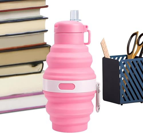 Foldable Water Bottle - Silicone Drink Container for Travel Use for Outdoor Hydration | BPA Free Soft Silicone with Leak Proof Cap, Lightweight Portable Bottle Hiking 6.69x3.27 in