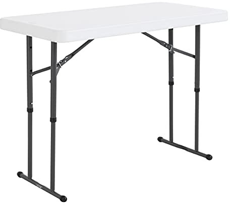 Lifetime 80160 Büro-Abstelltisch, höhenverstellbar, zusammenklappbar, 4 Füße (1,2 m), granitweiß