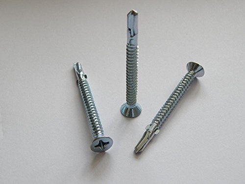 100 Stück Flügelbohrschrauben 4,8x38 mm mit Senkkopf, Flügeln und Rippen, Kreuzschlitz H, Stahl einsatzgehärtet verzinkt
