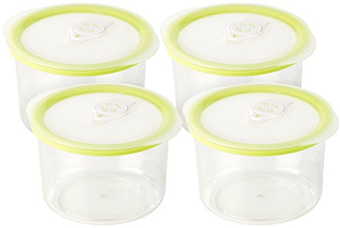 Rosenstein & Söhne Runde Vakuumierdose mit 0,6 Liter Volumen, 14,2 x 8,3 cm, 4er Set