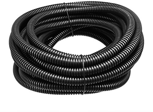 Sourcingmap 7 M 7 x 10 mm PP Flexible Corrugated Conduit Tube for Garden,Office Black