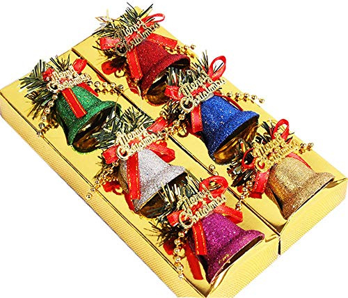 BJ-SHOP Cloches de Noël Pendentif Décoratif Arbre Ornement Cloches d'arbre de Noël 3.5CM 6 Pièces