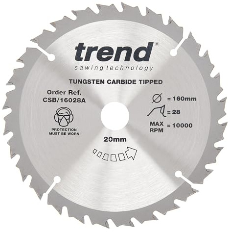 Trend Holz-Kreissägeblatt, 160 mm Durchmesser, 20 mm Bohrung, 32 Zähne, 1,8 mm Schnittfuge, +5° Haken, TCT, mittlere Oberfläche, CSB/16032