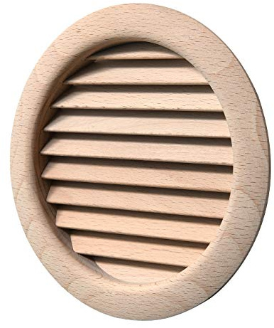 La Ventilazione Rejilla de ventilación redonda de madera de haya, para empotrar, diámetro 140 mm, LGRS125F