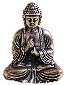 Crafts Exquisite Mini-Sakyamuni-Statue aus Messing, wertvolle Skulptur, meditierend, antiker Stil, Heimdekoration