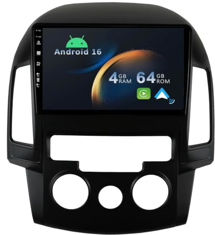 YUNTX [2+64G] Android 16 2 Din Radio con navigazione per Hyundai I30 (2006-2011): [Integrato CarPlay/Android Auto/DSP/GPS/Bluetooth 5.0/Controllo del volante/USB/WiFi]-IPS 2.5D 9” Touch screen