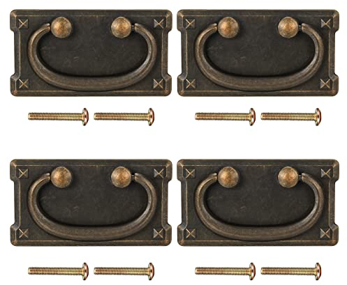 pzihao 4 Stück Retro Möbelgriffe, Vintage Türgriffe, Antik Schubladengriffe, Schrankgriffe Möbelknöpfe Griffe für Truhen Schränke Küche Kommoden Schublade Vintage - 95x51 mm