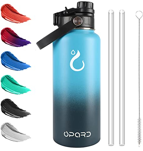 Opard Edelstahl Trinkflasche, 1L Vakuum Doppelwandisolierung Auslaufsicher Thermoskanne, BPA-Frei Wasserflasche, Kohlensäure Thermosflasche für Kinder, Sprudel, Sport, Uni, Schule, FitnessTt