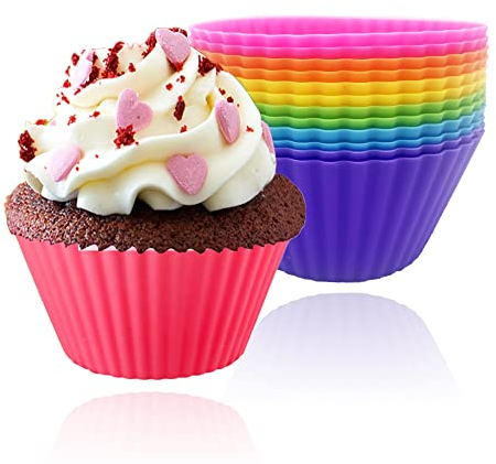 12 Pezzi Stampo per Muffin in Silicone, Pirottini per Muffin Riutilizzabili, 6 Colori