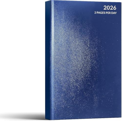 VIVAAS Agenda clásica 2024, tamaño A4, 2 páginas completas por día, agenda de citas, año de oficina, tapa dura, calendario, organizador para negocios, hogar, viajes, organización, citas, azul