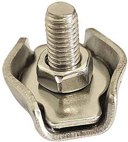 Wire Rope Clips 18 Pcs Stainless Steel Clamp 1.6 mm ~ 3 mm Thickness Wire Single Bolt Corrosion Resistant for Steel Wire Connection on Fence String Awning