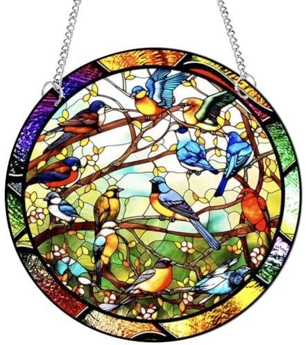 Kolibri akryl fönsterhängande ornament fläckad fågel solfångare för fönster, uteplats, vägg hem och trädgård dekor