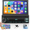 Autorradio Bluetooth 1 DIN con Mirror Link para iOS/Android, Pantalla de 7 Pulgadas Pantalla táctil retráctil Single DIN con Radio FM EQ/USB/Tipo-C Mando en Volante Cámara de visión Trasera 7 Colores