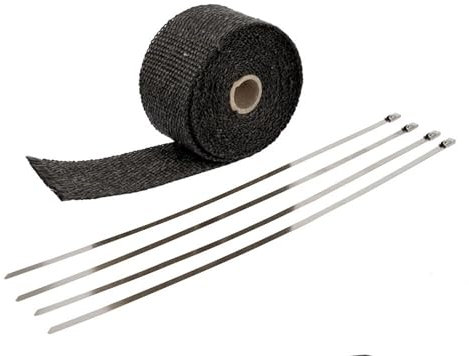 OZLCUA Enveloppe D'échappement Rouleau de Tissu Isolant for collecteur d'échappement de Moto, 5 m, 10 m, 15 m, résistant à la Chaleur, en Acier Inoxydable Echappement Ruban Ruban(Black 10M)