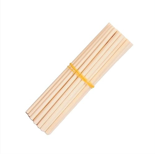 ALMLNLL Holzstäbchen Holzdübel Länge 200 mm Holzdübelstangen Unbehandeltes Holz Runde Stäbe Holzhandwerksstäbe Durchmesser 3,8 mm bis 8 mm/Durchmesser 8 mm 50 Stück(Diameter 5Mm)