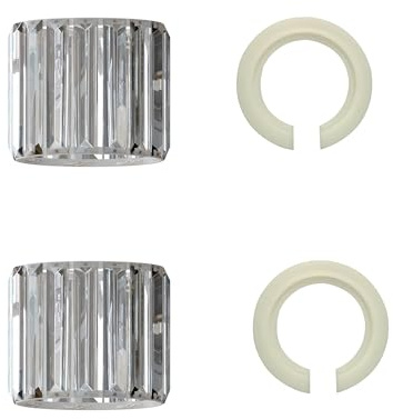 Crystal Glass Light Shade Drum Shape Lampshades for Replacement Ceiling Lights & Bedside Lamps, Easy Fit Pendant Lamp Shades for Bedroom, Living Room, Kitchen, Hallway (12cm-White-Pack2)