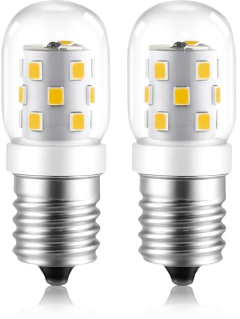 KEIVO LED Microwave Light Bulbs Under Hood, 3W 380LM, E17 LED Bulb Dimmable, Daylight 5000K, 40W Equivalent LED Appliance Bulb for Over Stove, 2-Pack
