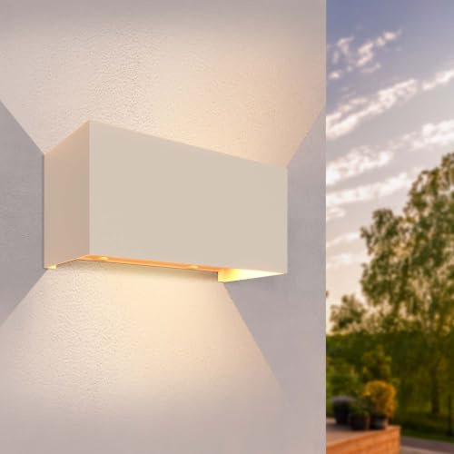 Ledvion LED Wandlampe Beige 9,5W Up Down IP54 | Verstellbare Lichtkegel schaffen warmweißes Akzentlicht an Fassade, Eingang oder Terrasse.
