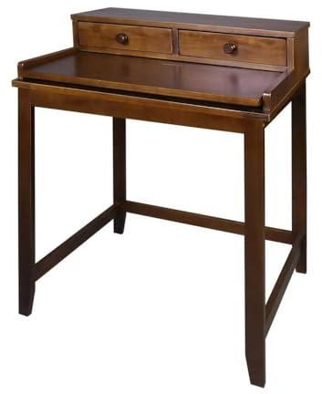 Furnifact Solid Wood Computer Desk in Truffle Brown with Drawers, Hidden Compartment, Pull-Out Tray, and Magnetic Locking, Mid Century Modern Design