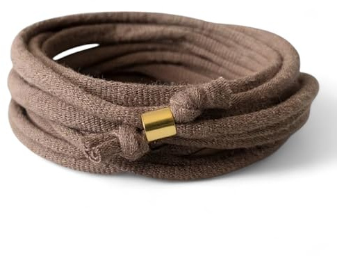 Andrea Traub - FASHION Wickelarmband Stoff Damen | Flexibles Boho Armband zum Wickeln | Handmade Armband elastisch mit goldener Metall - Röhre & Knoten | lässiger Armschmuck Einheitsgröße